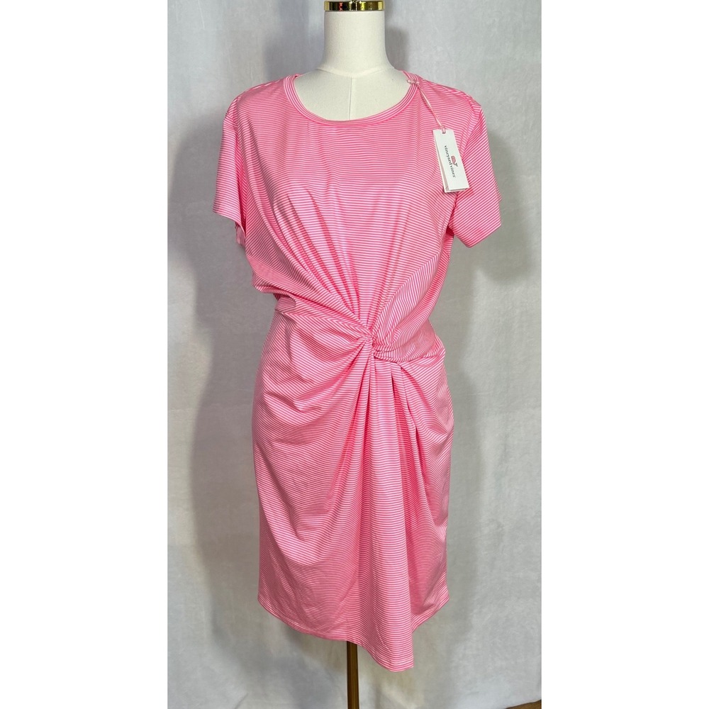 NWT Vineyard Vines Pink Striped‎ Sankaty Dress Womens XL UPF 50 Preppy Resort